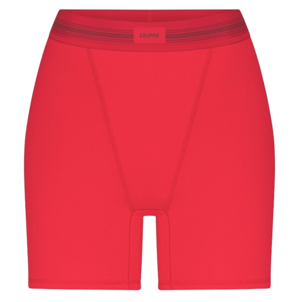 SKIMS - COTTON RIB BOXER (RED MULTI)